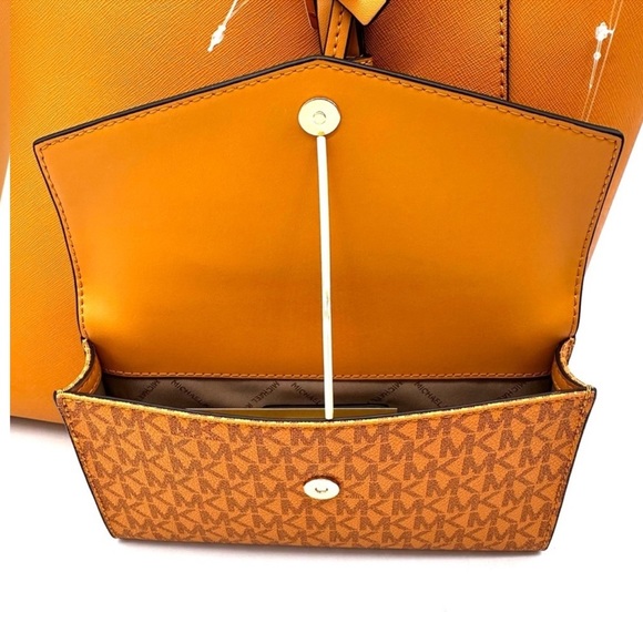 Michael Kors Charlotte LG Tote Bag 3 IN 1 Leather Shoulder Bag Cider - Picture 12 of 15